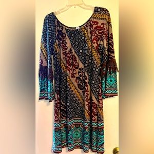 2B Together- M Women’s Multicolor Dress/ Bell Sleeve